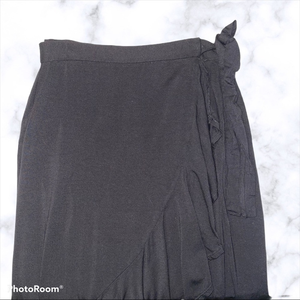 Max Studio Black Asymmetric Ruffle High-Low Skirt - Picture 6 of 7